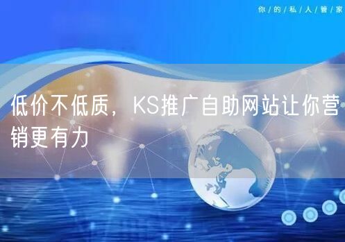 低价不低质，KS推广自助网站让你营销更有力