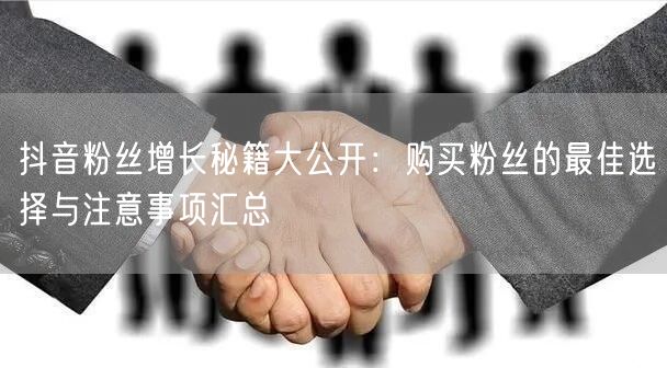 抖音粉丝增长秘籍大公开：购买粉丝的最佳选择与注意事项汇总