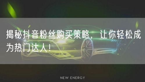 揭秘抖音粉丝购买策略，让你轻松成为热门达人！