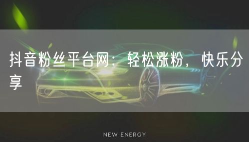 抖音粉丝平台网：轻松涨粉，快乐分享